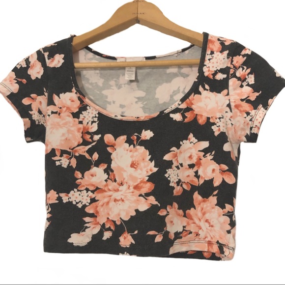 Ambiance Tops - Ambiance Apparel Crop Floral Cap Sleeve Top Summer